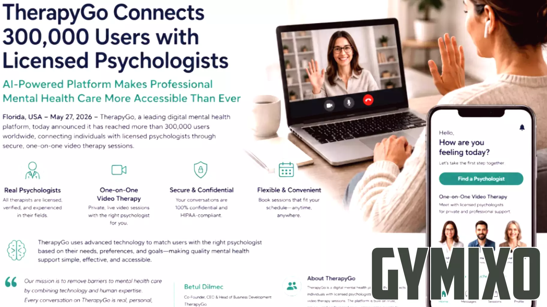 TherapyGo Announces Milestone as AI-Powered Mental Health Platform Expands Access to Licensed Psychologists